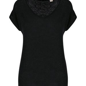 Ladies' V-neck Linen T-shirt, miniatyr 1